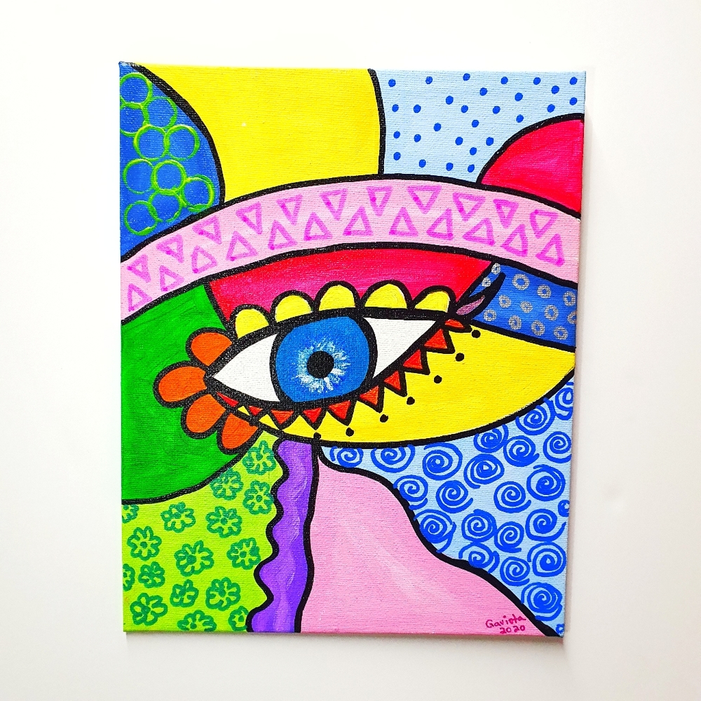 Pop Art Evil Eye 1 Acrylic Painting on Panel